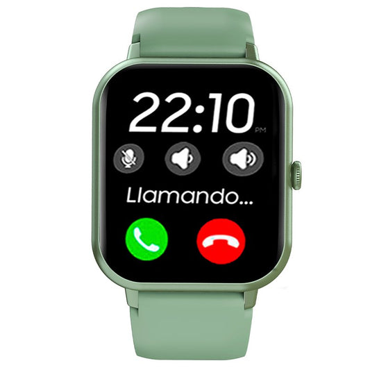 Montre connectée COOL en silicone vert forêt (appels, santé, sport)