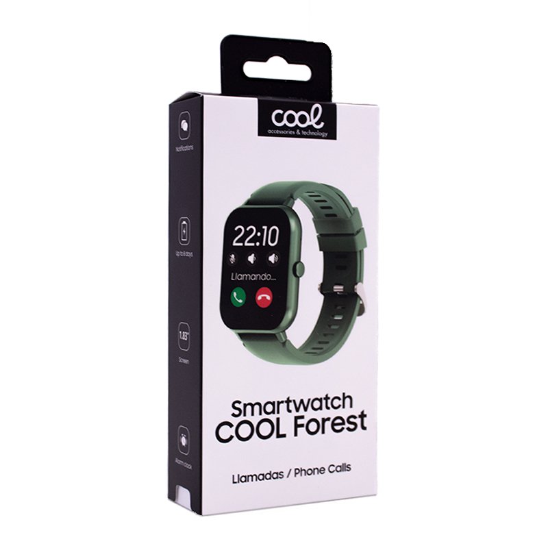 Montre connectée COOL en silicone vert forêt (appels, santé, sport)