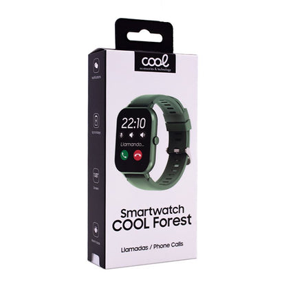Montre connectée COOL en silicone vert forêt (appels, santé, sport)