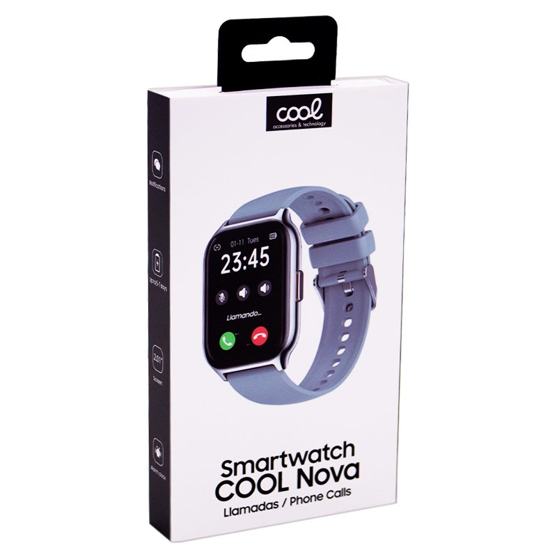 Montre connectée COOL Nova en silicone gris (appels, santé, sport)