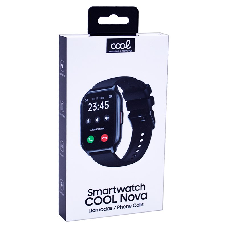 Montre connectée COOL Nova en silicone noir (appels, santé, sport)