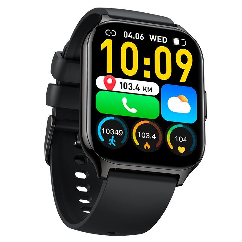 Montre connectée COOL Nova en silicone noir (appels, santé, sport)