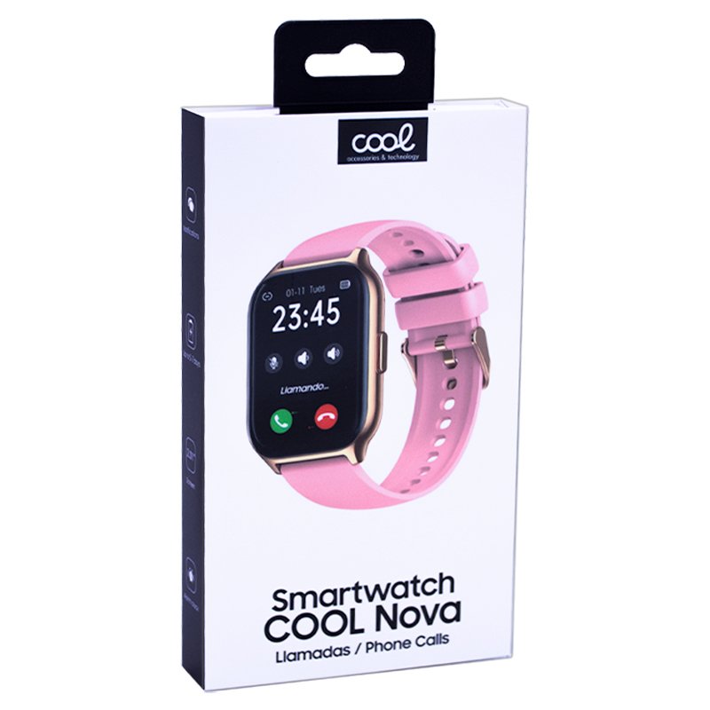 Montre connectée COOL Nova en silicone rose (appels, santé, sport)