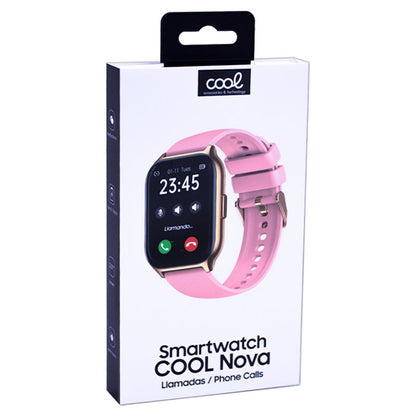 Montre connectée COOL Nova en silicone rose (appels, santé, sport)