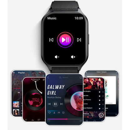 Montre connectée COOL avec écran Amoled incurvé en silicone rose (appels, santé, sport)