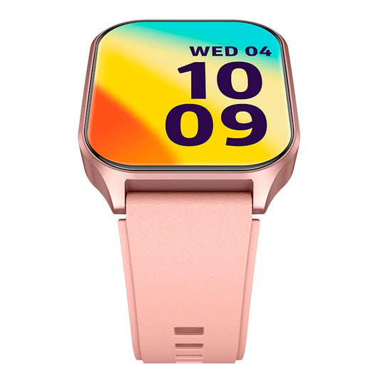 Montre connectée COOL avec écran Amoled incurvé en silicone rose (appels, santé, sport)