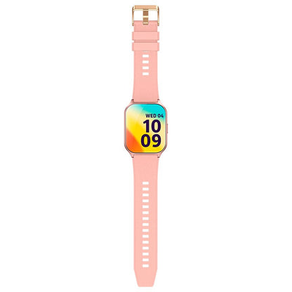 Montre connectée COOL avec écran Amoled incurvé en silicone rose (appels, santé, sport)