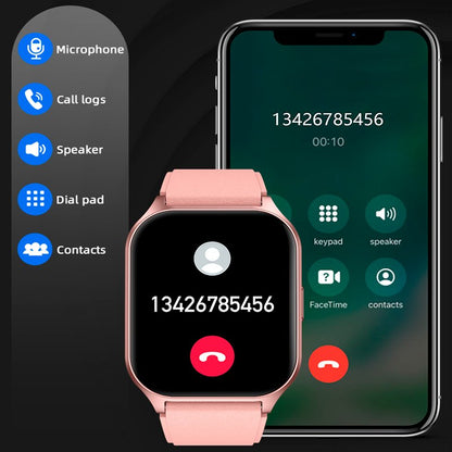 Montre connectée COOL avec écran Amoled incurvé en silicone rose (appels, santé, sport)