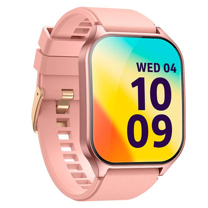 Montre connectée COOL avec écran Amoled incurvé en silicone rose (appels, santé, sport)