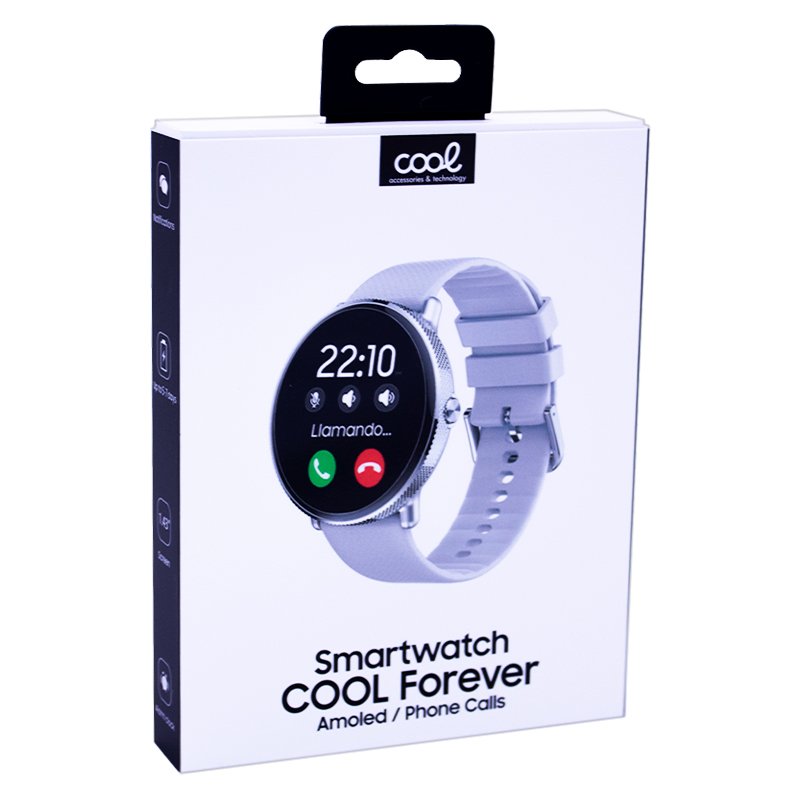 Montre connectée Cool AMOLED en silicone gris (appels, santé, sport)