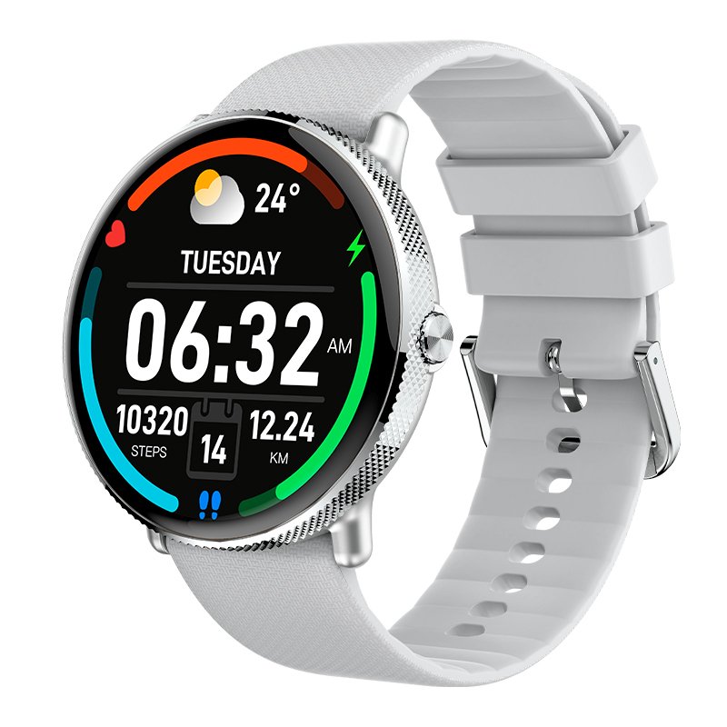 Montre connectée Cool AMOLED en silicone gris (appels, santé, sport)