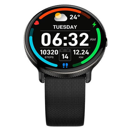 Montre connectée Cool AMOLED en silicone noir (appels, santé, sport)