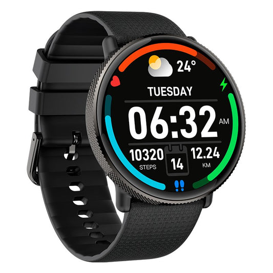 Montre connectée Cool AMOLED en silicone noir (appels, santé, sport)