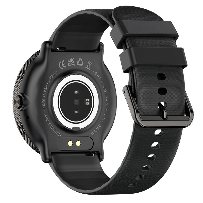 Montre connectée Cool AMOLED en silicone noir (appels, santé, sport)