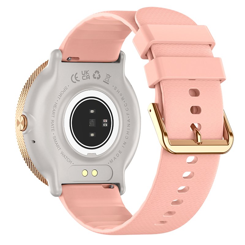 Montre connectée Cool AMOLED en silicone rose pour toujours (appels, santé, sport)