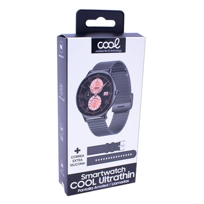 Smartwatch COOL Ultrathin + 2 Correas (Amoled, Llamadas, Ultrafino) Negro