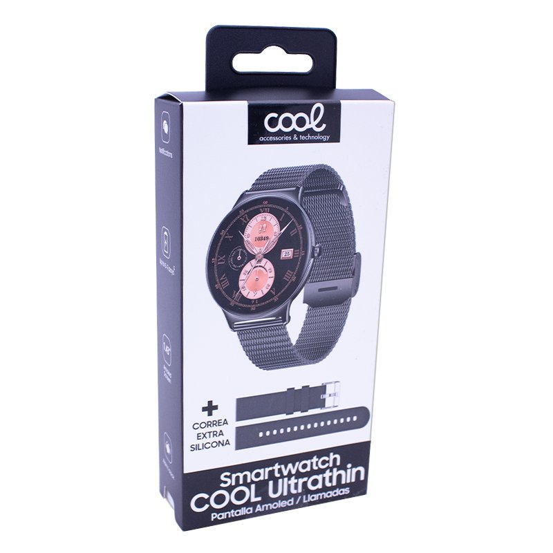 Montre connectée COOL Ultrafine + 2 bracelets (Amoled, Appels, Ultrafine) Noir