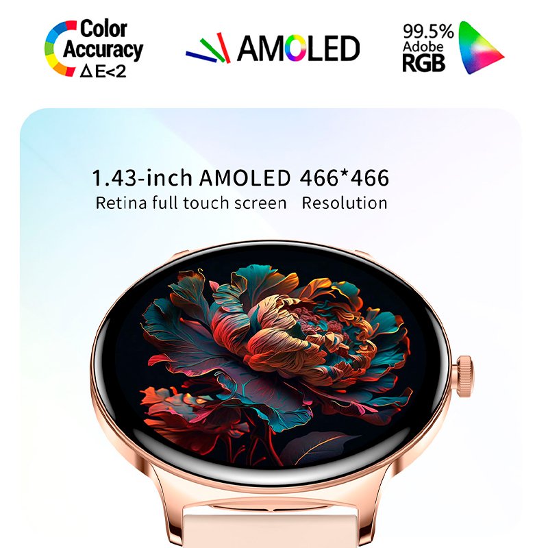 Smartwatch COOL Ultrathin + 2 Correas (Amoled, Llamadas, Ultrafino) Rosa