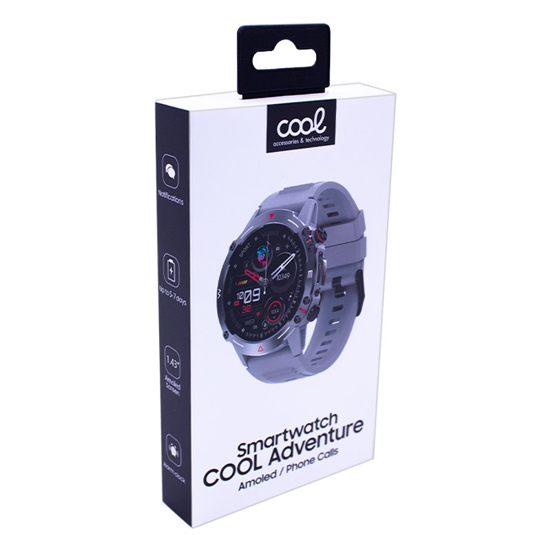 Montre connectée Écran Amoled COOL Adventure Silicone Gris (Appels, Santé...)