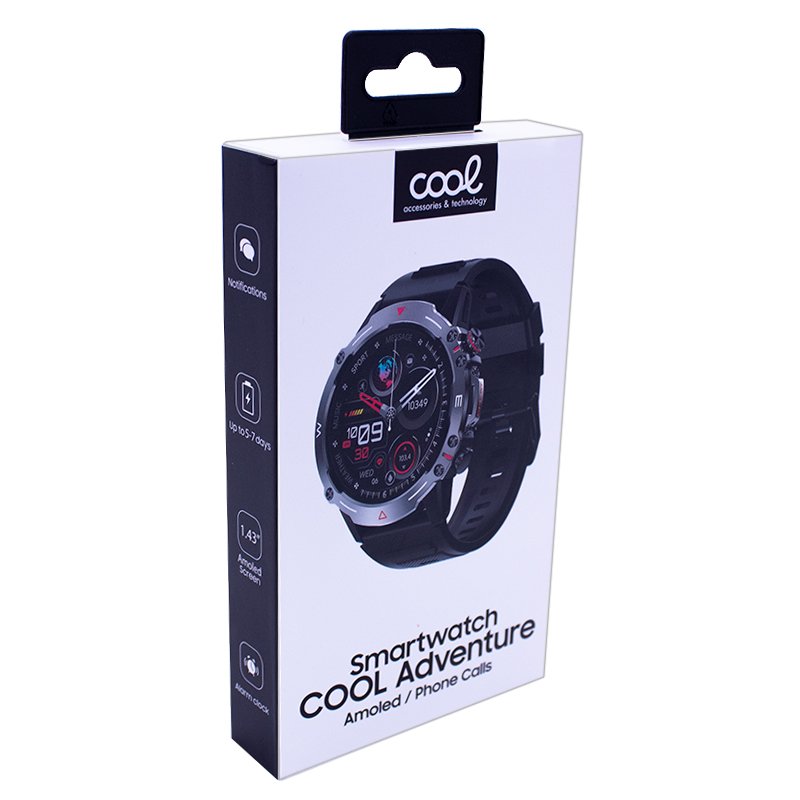 Smartwatch Pantalla Amoled COOL Adventure Silicona Negro (Llamadas, Salud...)
