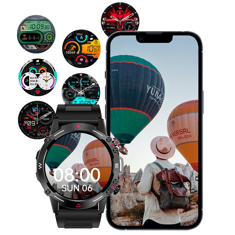 Smartwatch Pantalla Amoled COOL Adventure Silicona Negro (Llamadas, Salud...)