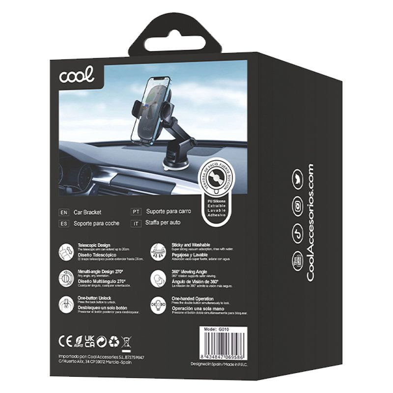 Support universel de téléphone portable pour voiture, ventouse, One Click, Cool, noir