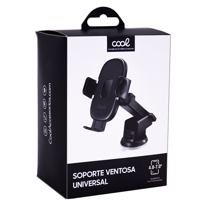 Support universel de téléphone portable pour voiture, ventouse, One Click, Cool, noir