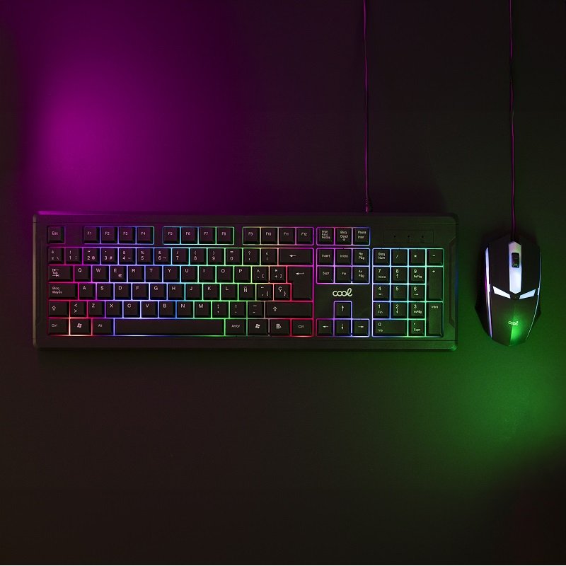 Clavier espagnol, câble USB, kit PC, clavier de jeu + souris (éclairage), COOL Florida